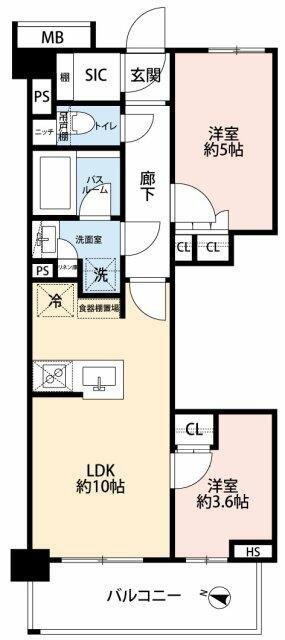 イノバスすみだ八広(2LDK/1階)の間取り写真