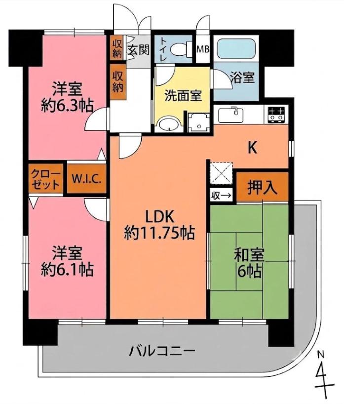 ヒューマンズ六つ門(3LDK/7階)の間取り写真