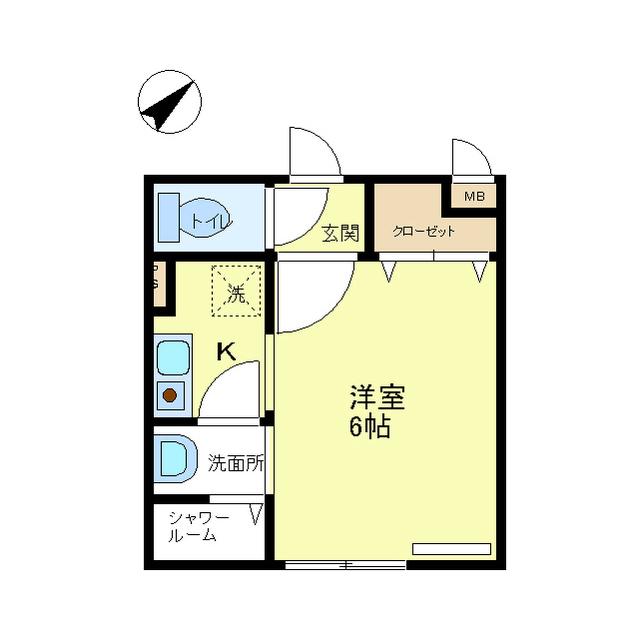 ロッシェル相模原(1K/1階)の間取り写真