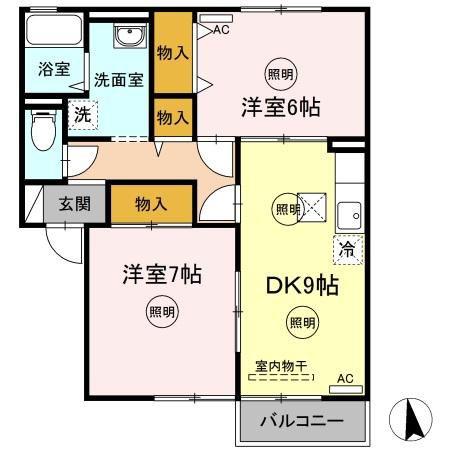 サンガーデン(2DK/1階)の間取り写真
