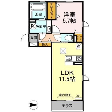 アルバ日吉(1LDK/2階)の間取り写真