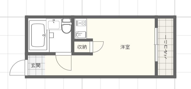 中岡ハイツ(ワンルーム/1階)の間取り写真