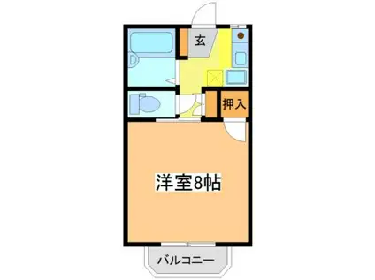 ビーナスB棟(1K/2階)の間取り写真