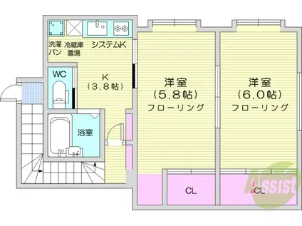 シャンド フルール(2K/1階)の間取り写真