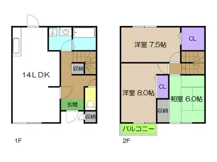 セゾン・メルヴェーユ秋 A(3LDK/1階)の間取り写真