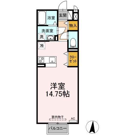 ジューンベリー(ワンルーム/2階)の間取り写真