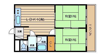 メゾンエトワール(2DK/2階)の間取り写真