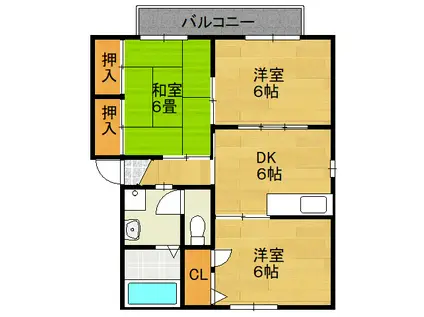 宇恵の杜B(3DK/1階)の間取り写真