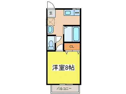 パストーン吉富(1K/1階)の間取り写真