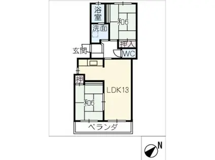サンハイツ大豊(2LDK/3階)の間取り写真
