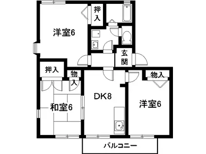 フレグランス新栄 B棟(2LDK/2階)の間取り写真