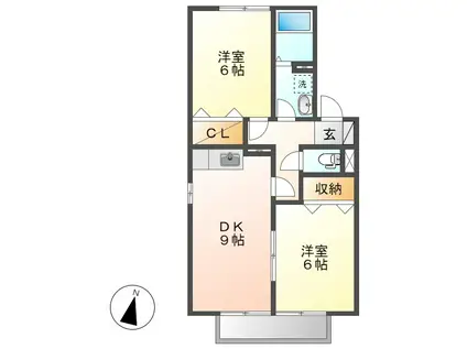 ECO-レジデンスC(2DK/2階)の間取り写真
