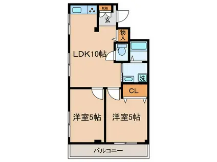 トーコープレジデント(2LDK/2階)の間取り写真