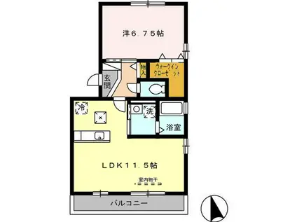 レスポワール井原(1LDK/1階)の間取り写真
