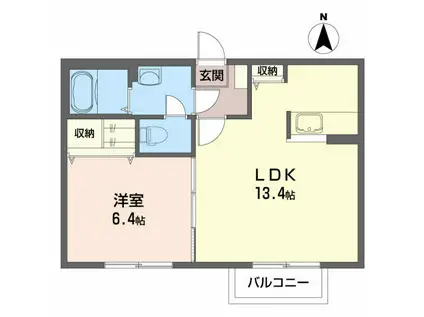 クレールメゾン五番丁(1LDK/2階)の間取り写真