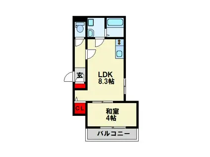 THE NOBLES 戸畑I(1LDK/2階)の間取り写真