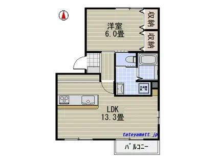 フレグランスニューまえだB(1LDK/2階)の間取り写真