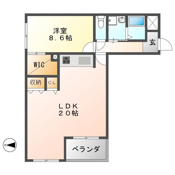 ハートフルマンションI(1LDK/2階)の間取り写真