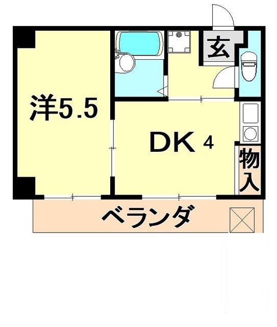 エクセルヴュー神戸(1DK/5階)の間取り写真