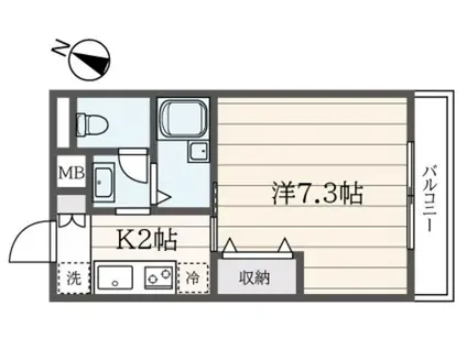ボヌール南大沢(1K/4階)の間取り写真