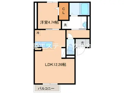 FONTAINE和賀(1LDK/2階)の間取り写真