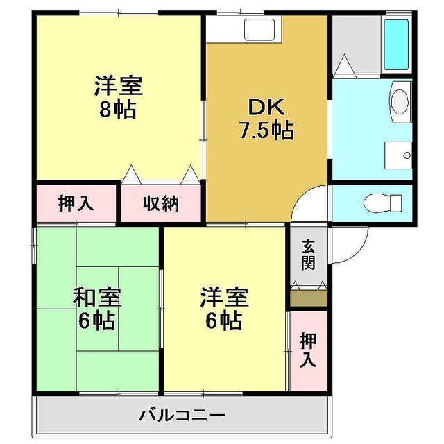セジュール鍋島(3DK/2階)の間取り写真
