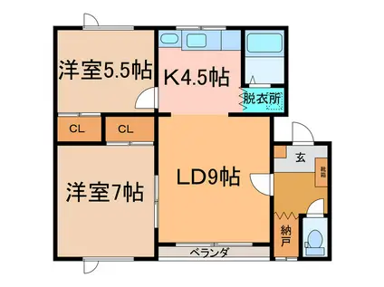 第2コーポ古田(2LDK/2階)の間取り写真