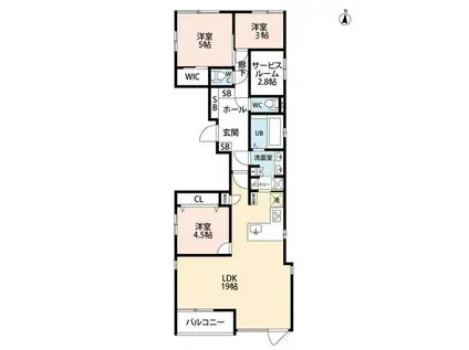 ウルナサンズ(3LDK/3階)の間取り写真