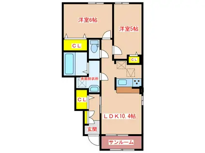 プティ・シャトーA棟(2LDK/1階)の間取り写真