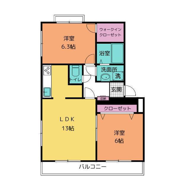 アルヴェアーレ大塚II(2LDK/2階)の間取り写真