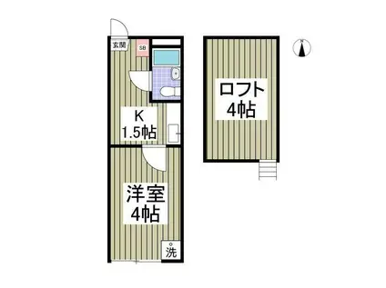 リコリス B(1K/1階)の間取り写真