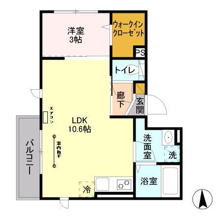 カーサフェリーチェ(1LDK/2階)の間取り写真
