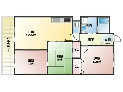 あけぼの(3LDK/3階)の間取り写真