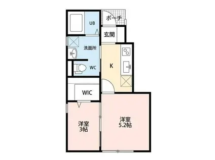 ラーク沼垂西(2K/1階)の間取り写真