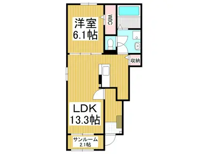 フィールドヒル 塩尻II(1LDK/1階)の間取り写真