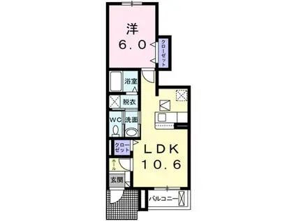 ヴィラ・大堀端B(1LDK/1階)の間取り写真
