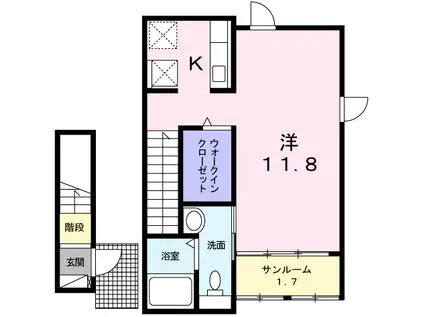 スタービレII(1K/2階)の間取り写真