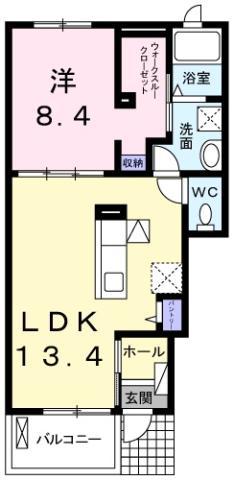メゾン コンソラトゥールA(1LDK/1階)の間取り写真