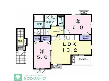 アルカディアA(2LDK/2階)の間取り写真