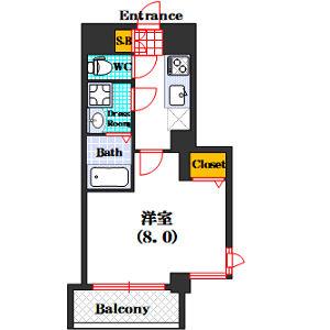 S-RESIDENCE西長堀(1K/5階)の間取り写真