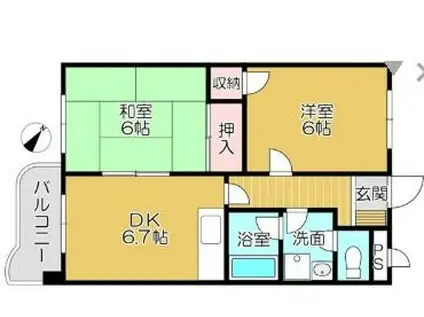 メゾン・DE・OK(2DK/3階)の間取り写真