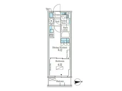 パークアクシス新宿百人町(1DK/4階)の間取り写真