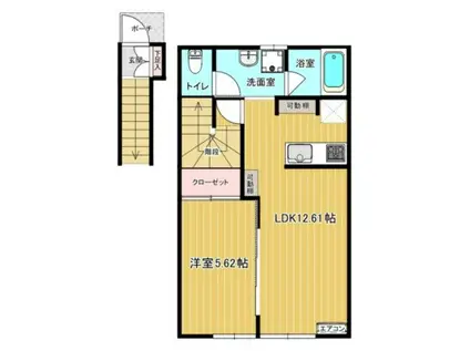 PRIME ONE(1LDK/2階)の間取り写真