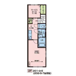 MAISON DE HIBOU D(1K/2階)の間取り写真