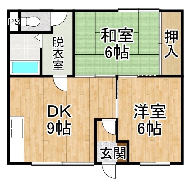 山崎マンション(2DK/1階)の間取り写真