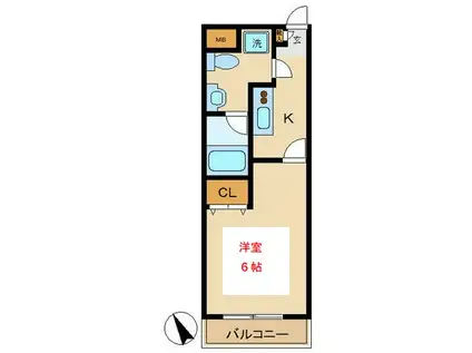 SフラットII(1K/1階)の間取り写真