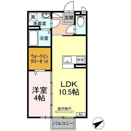 セイシェル・大山C(1LDK/2階)の間取り写真