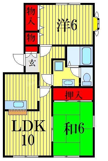 サンハイツ北方A棟(2LDK/2階)の間取り写真