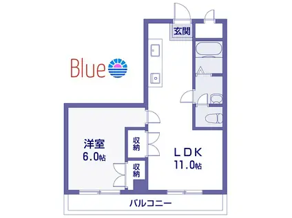広田ビル(1LDK/2階)の間取り写真