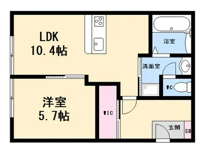 リバーサイド三滝(1LDK/1階)の間取り写真